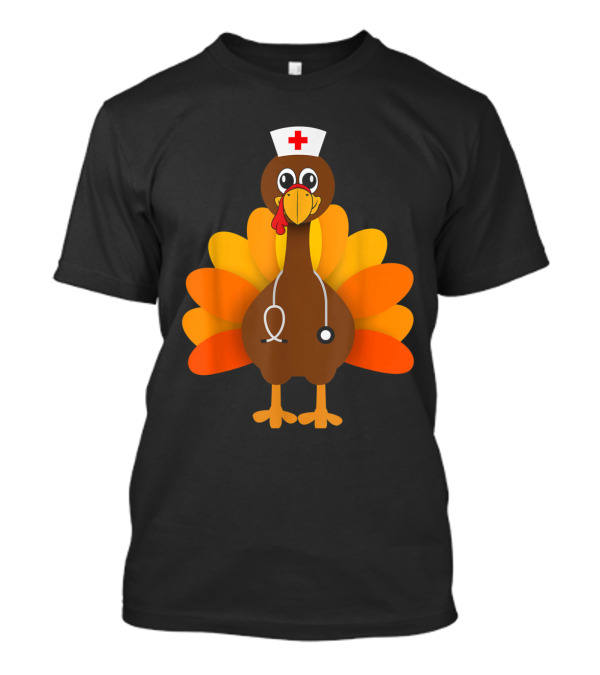 Thanksgiving Turkey Nurse Scrub Tops Women Holiday Nursing T-Shirt