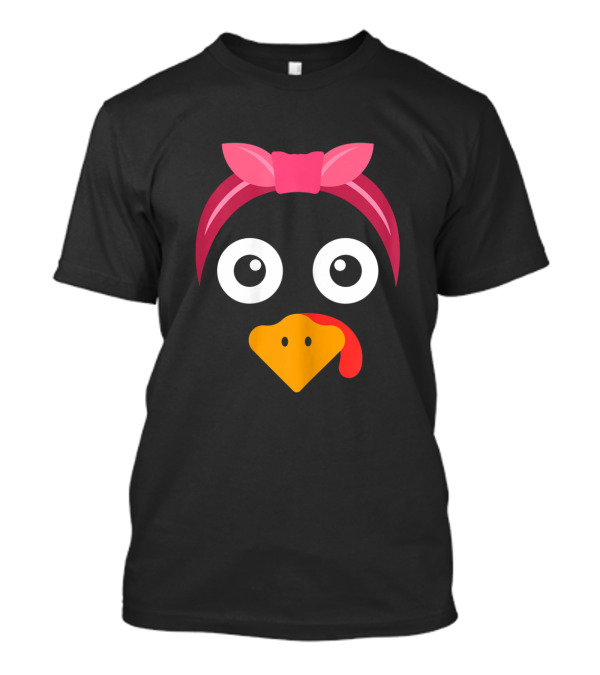 Turkey Face Pink Headband Pilgrim Trot T-Shirt