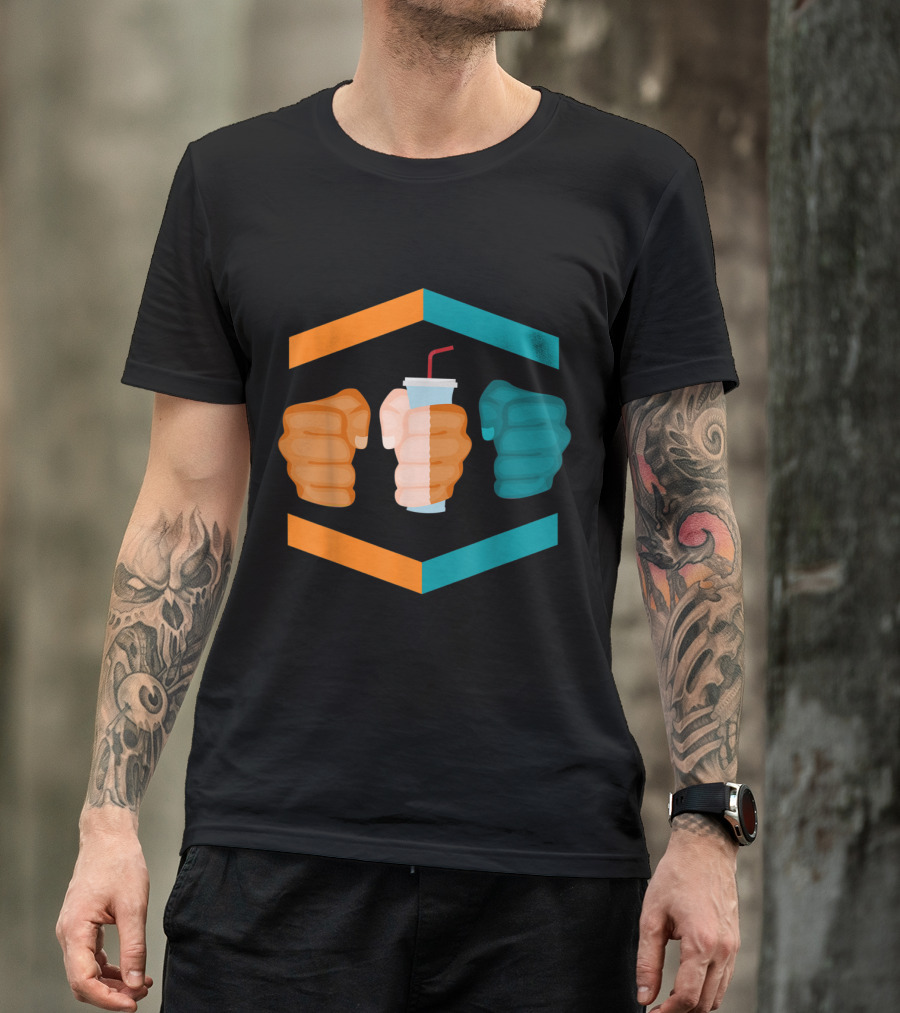 3 Piece And A Soda Miami Florida Gamebred MMA Fighter Fists Hexagon T-Shirt