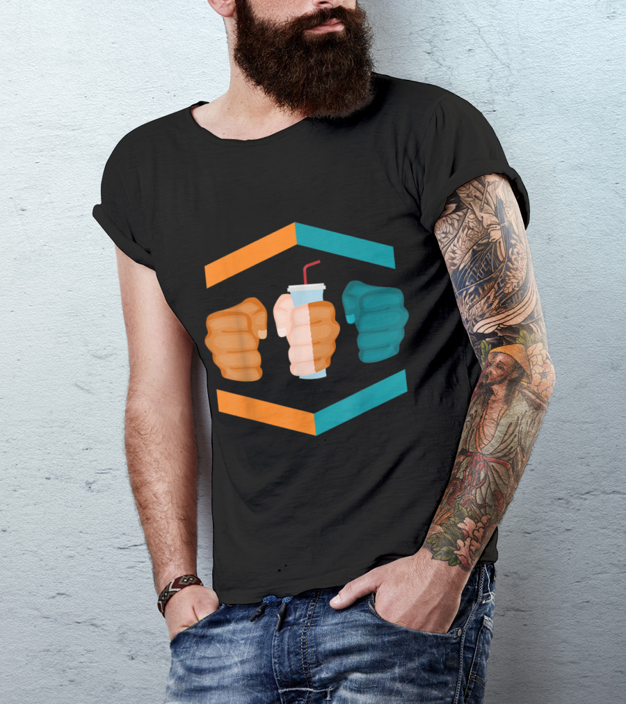 3 Piece And A Soda Miami Florida Gamebred MMA Fighter Fists Hexagon T-Shirt