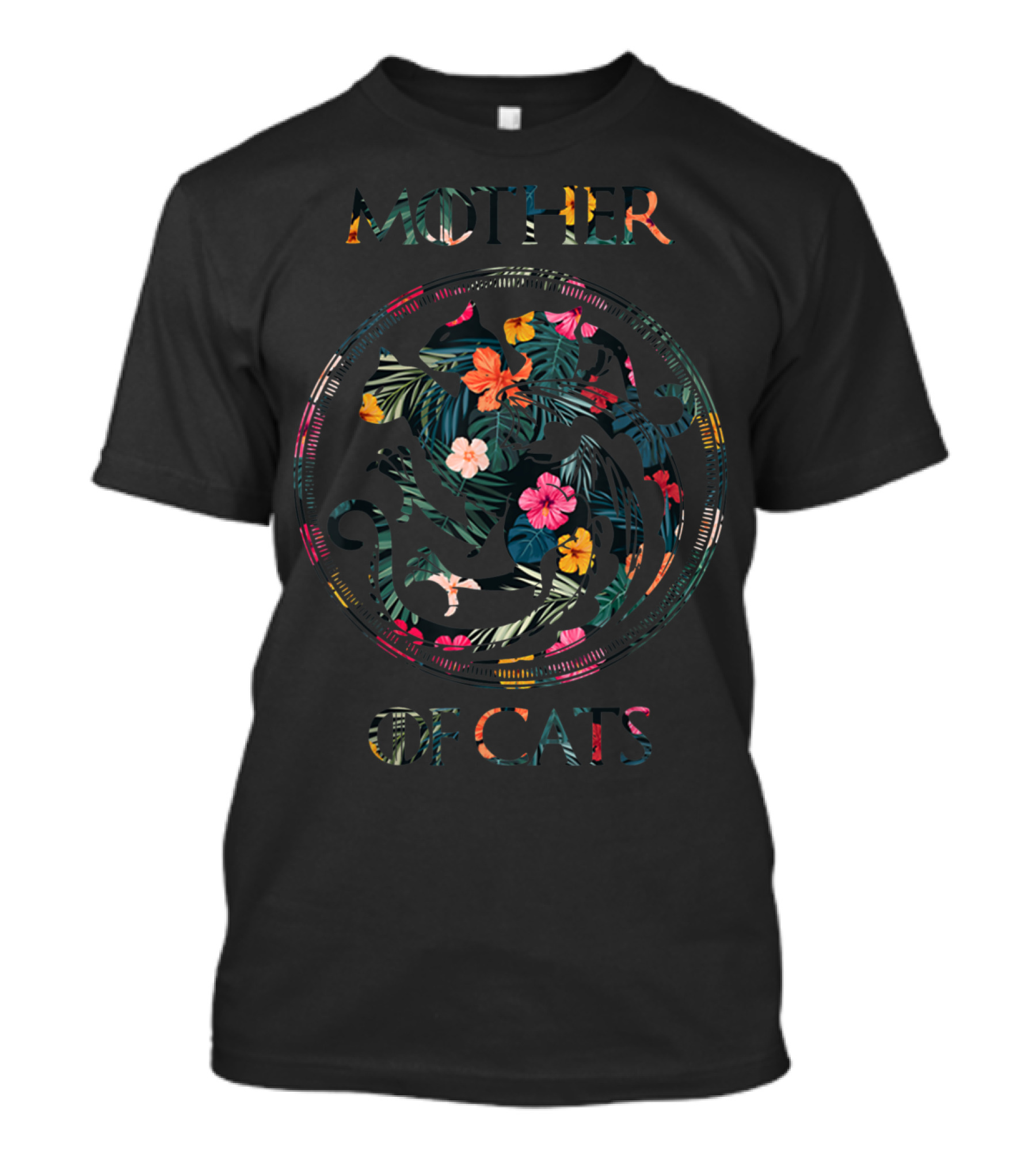 Mother Of Cats Tropical Floral T-Shirt