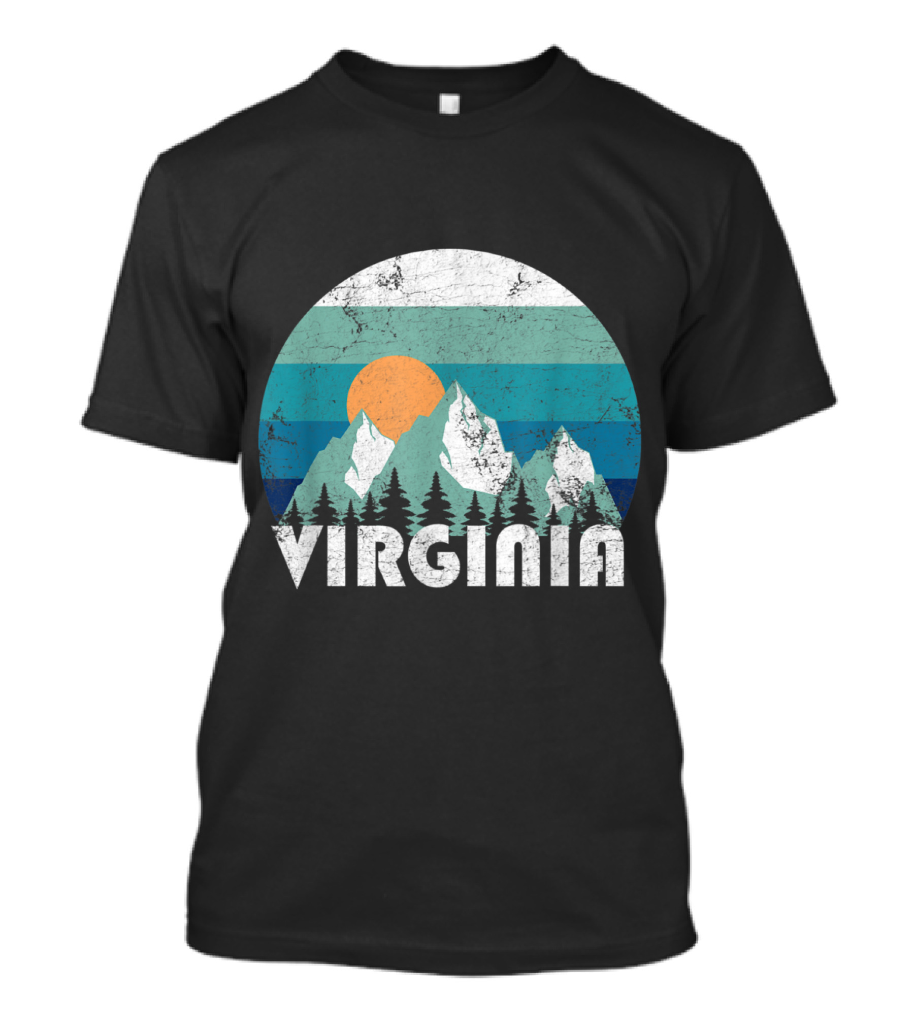 Virginia Retro Mountain Sunset Landscape T-Shirt