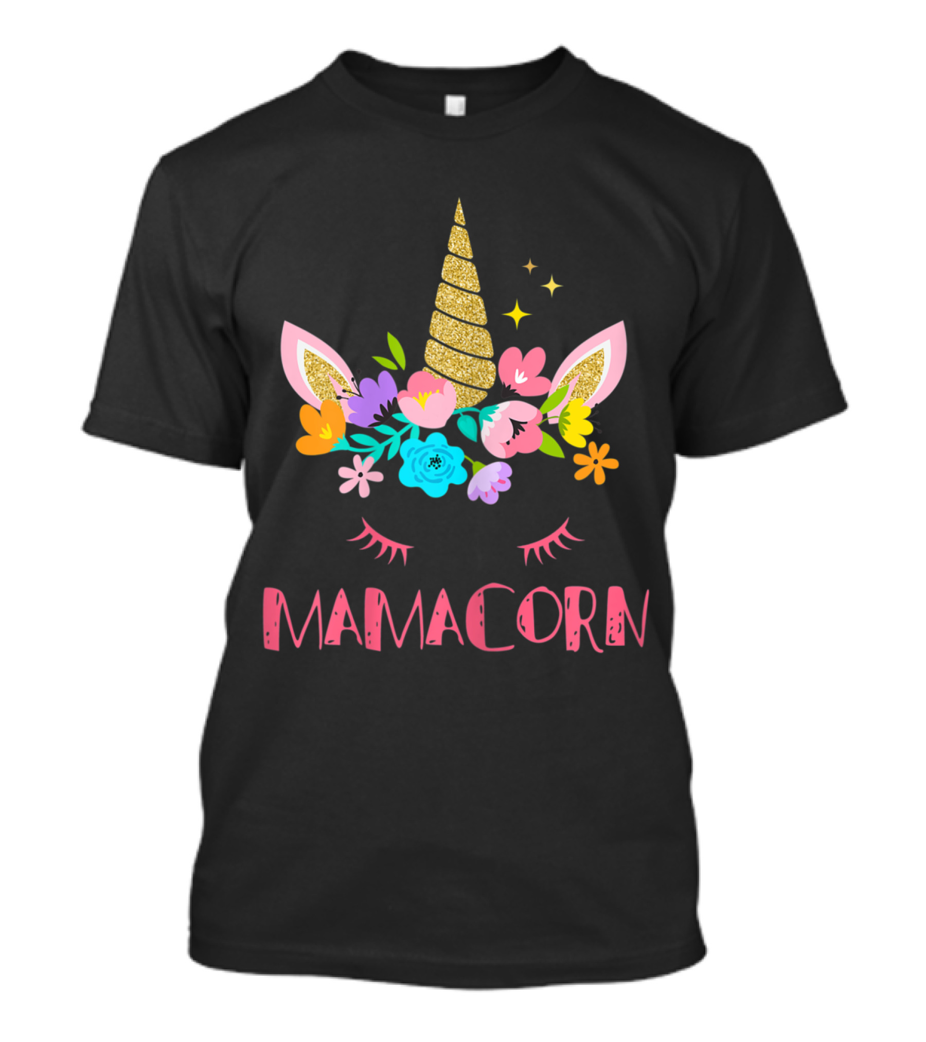 Mamacorn Unicorn Mom Costume Funny Floral T-Shirt