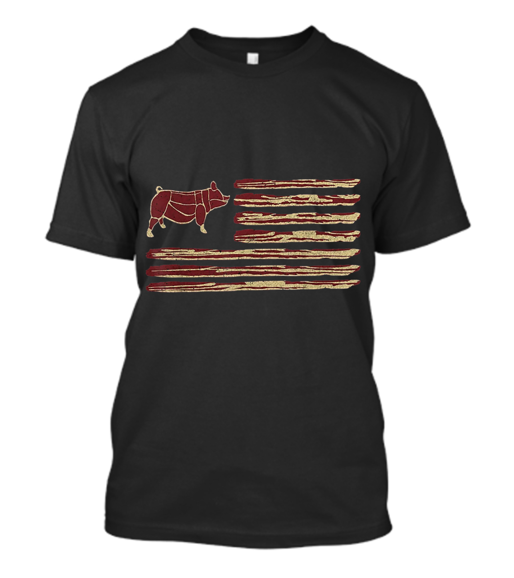 Pig Bacon Flag Stripes Iconic T-Shirt