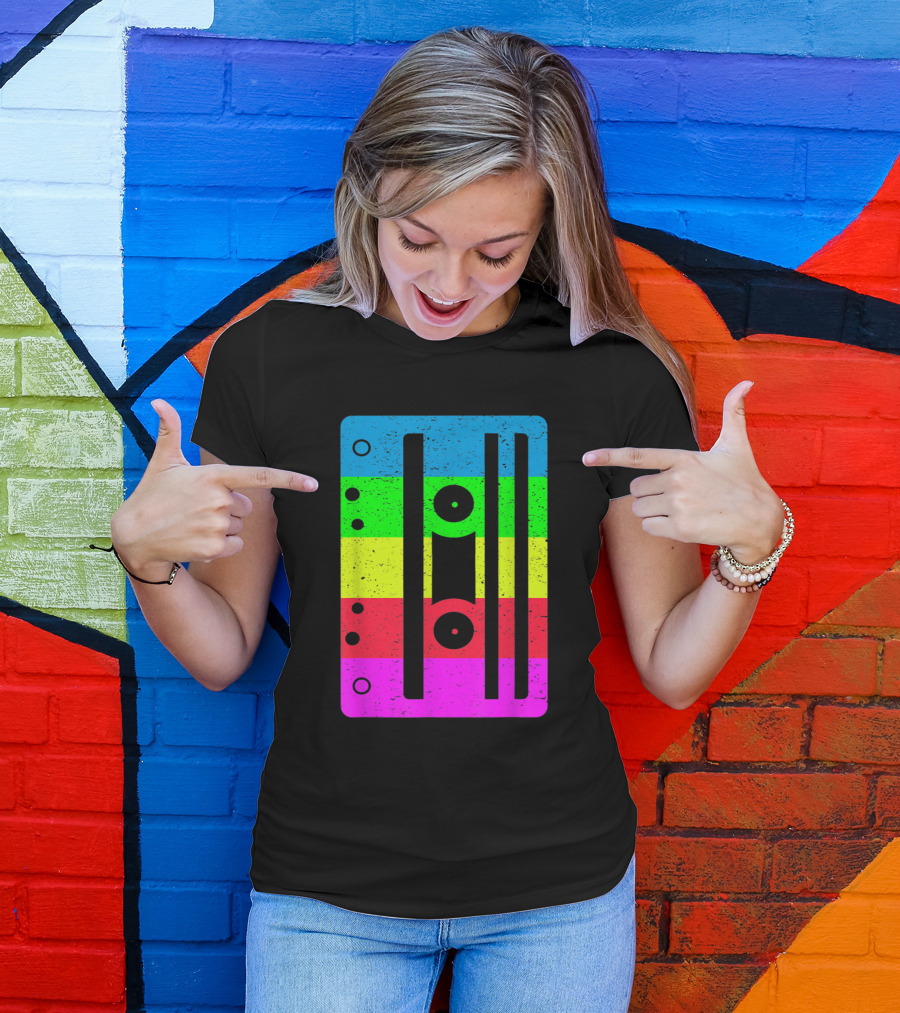 Cassette Tape Rainbow Stripes For Lovers T-Shirt