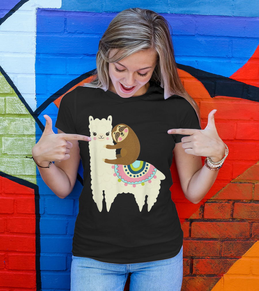 Cute Llama Alpaca And Sloth Best Friends T-Shirt