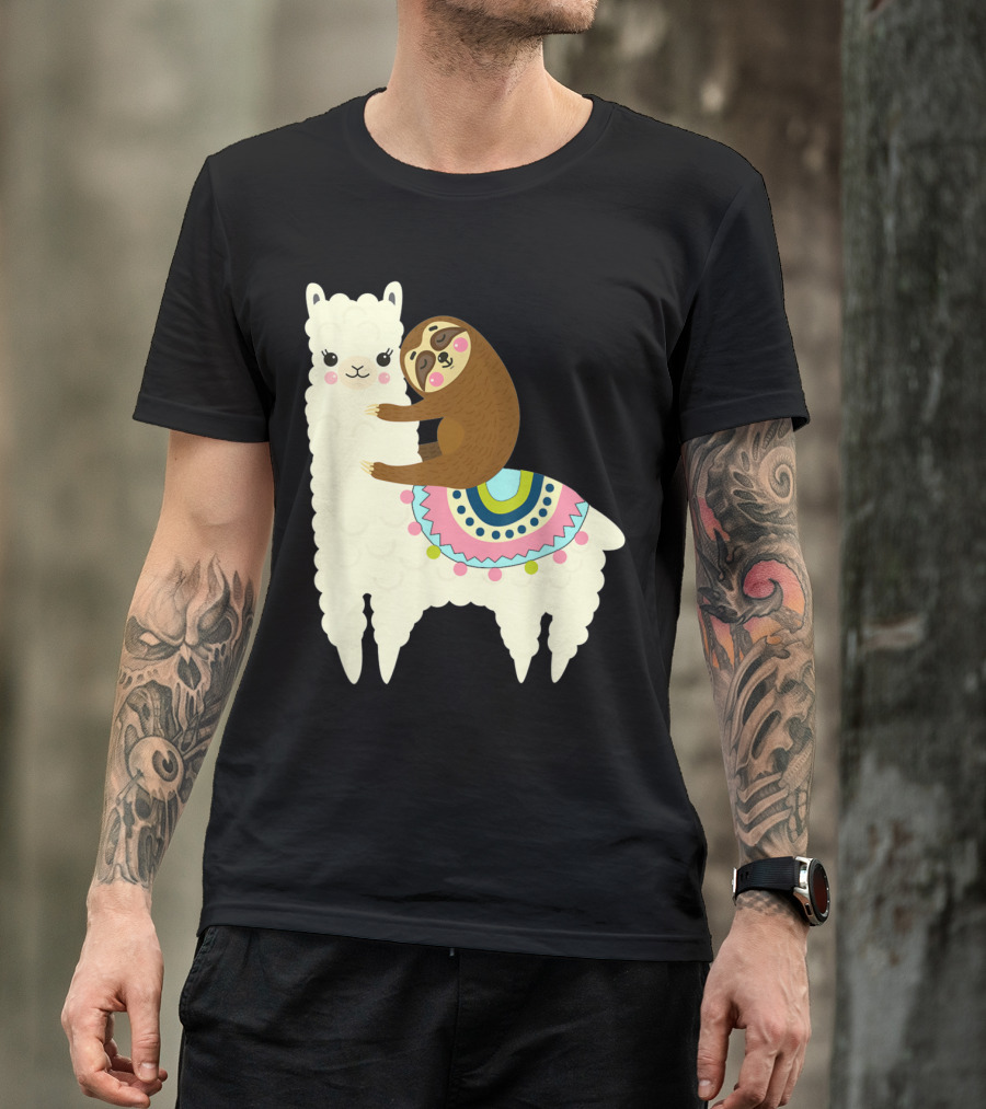 Cute Llama Alpaca And Sloth Best Friends T-Shirt