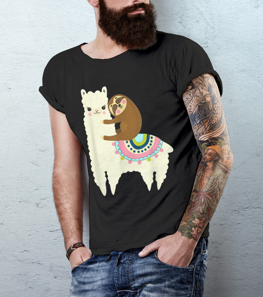 Cute Llama Alpaca And Sloth Best Friends T-Shirt