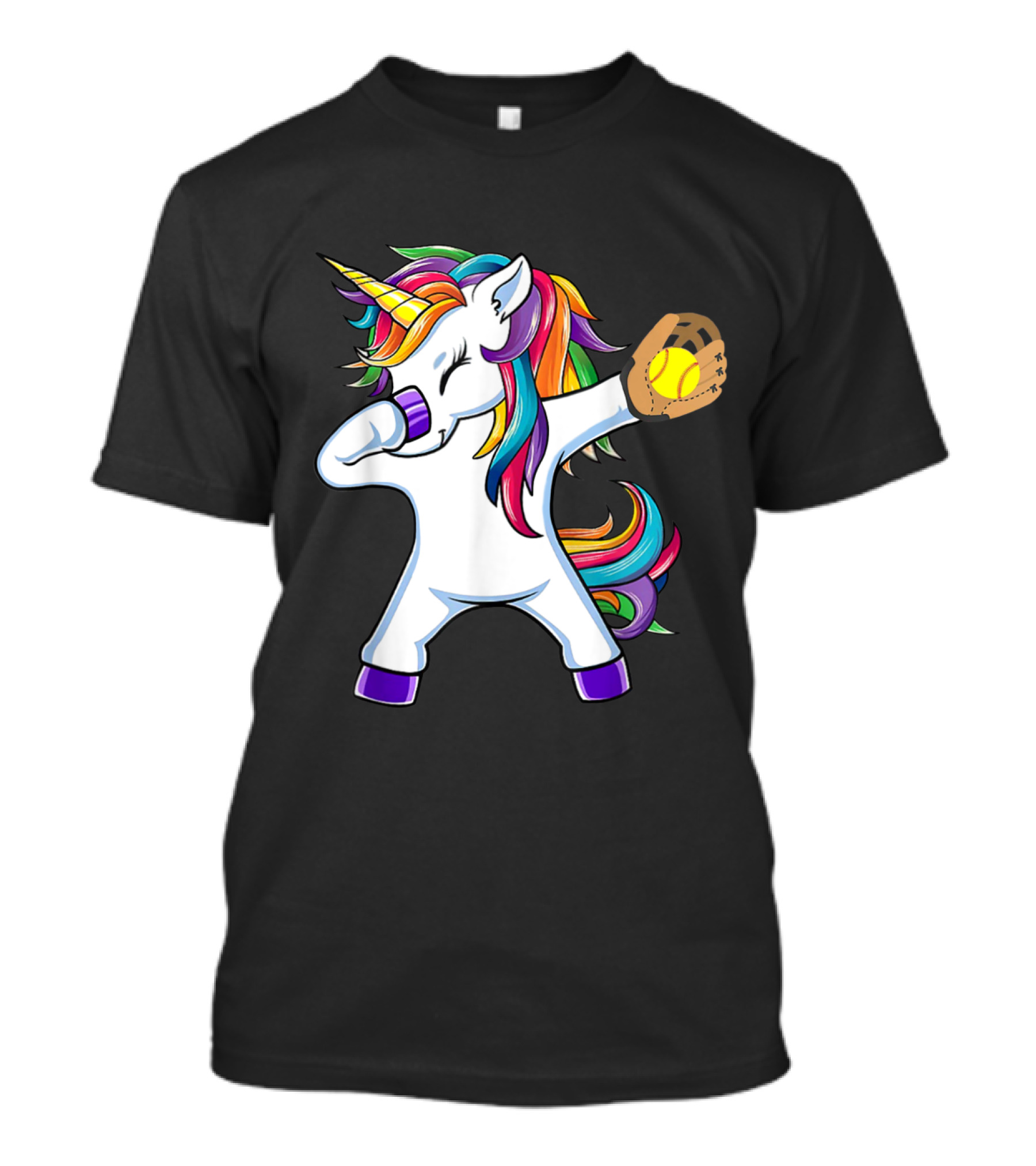 Dabbing Unicorn With Softball Funny Dab Pose T-Shirt