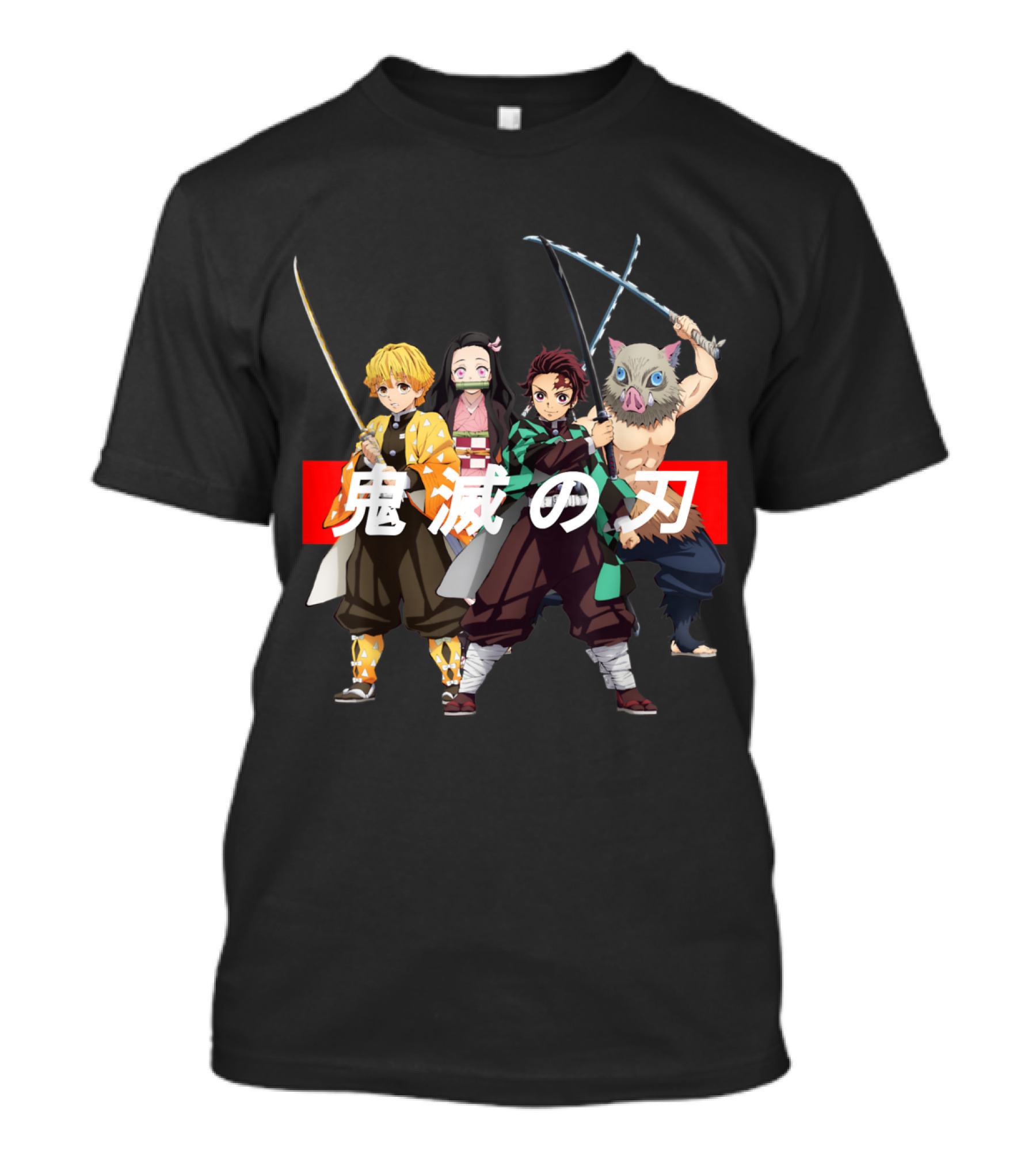 Demon Slayer Kanji With Sword-Wielding Characters T-Shirt