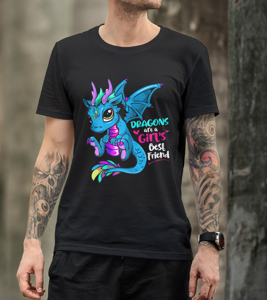 Dragons Are A Girl's Best Friend Cute Colorful Baby Dragon T-Shirt