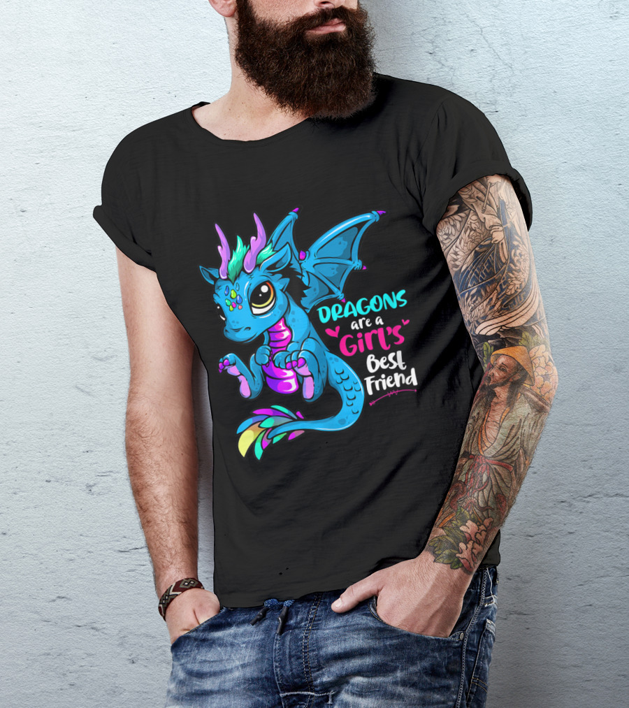 Dragons Are A Girl's Best Friend Cute Colorful Baby Dragon T-Shirt