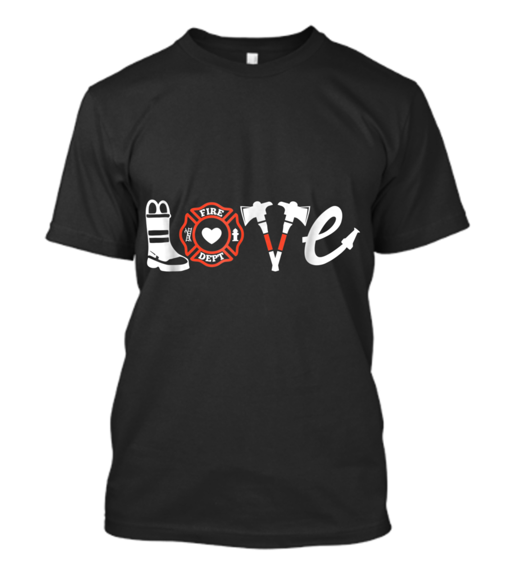 Firefighter Love Fire Dept Axe Boot T-Shirt