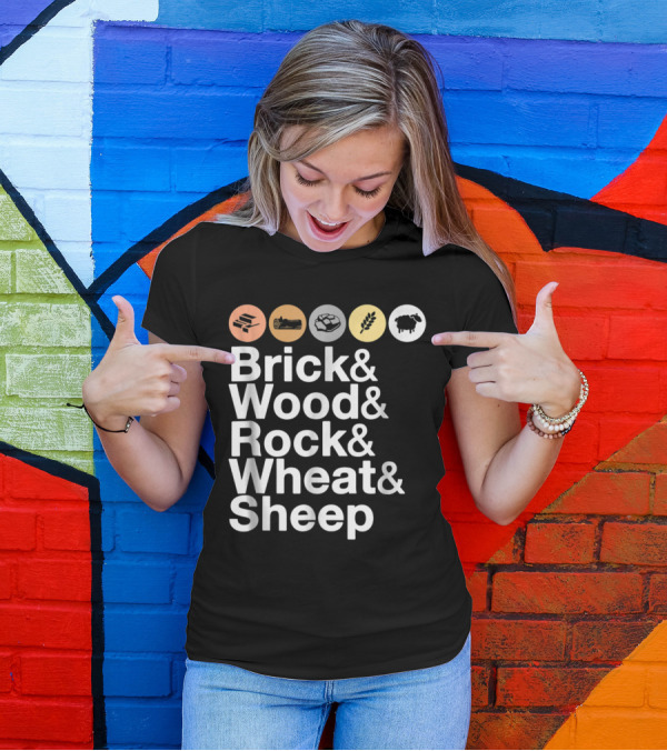 Brick Wood Rock Wheat Sheep Catan Resources Icons T-Shirt