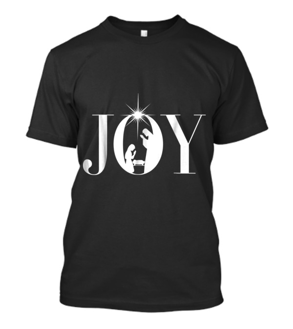 Christmas Nativity Joy With Christian Scene In White T-Shirt