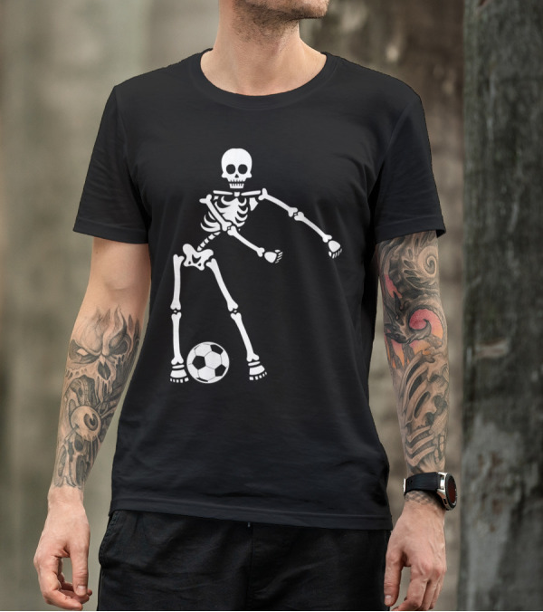Flossing Skeleton Soccer Dance With Ball T-Shirt