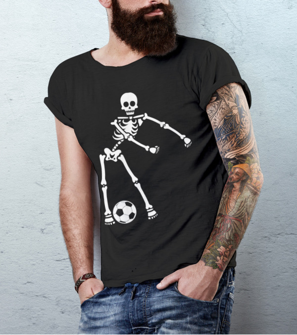 Flossing Skeleton Soccer Dance With Ball T-Shirt