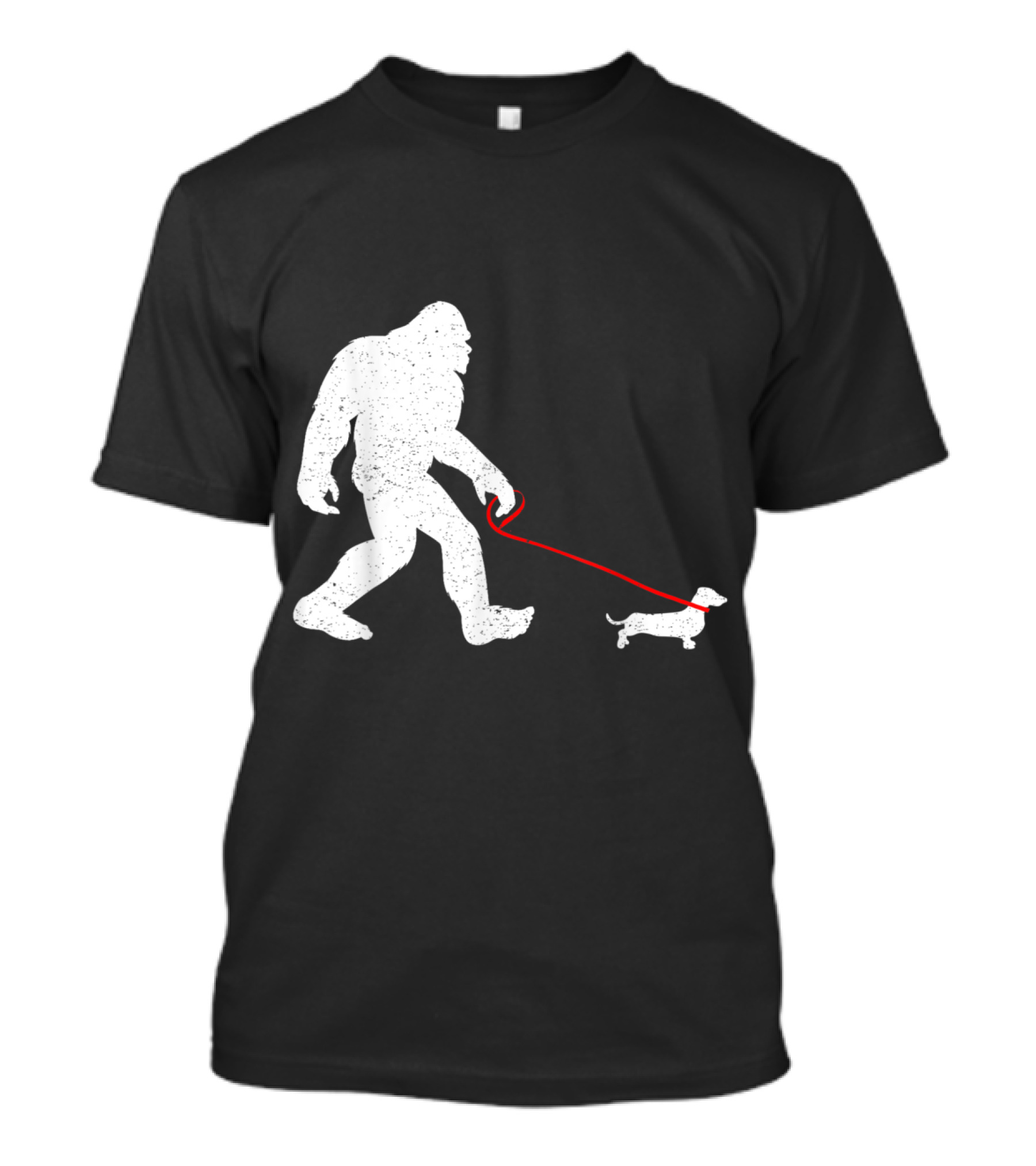 Funny Bigfoot Sasquatch Walking Dachshund Weiner Dog Vintage T-Shirt