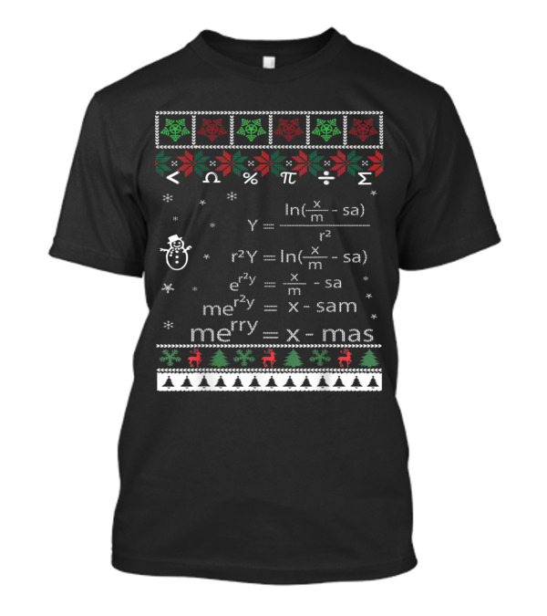Funny Math Equations With Christmas Symbols And Merry Xmas Themes T-Shirt