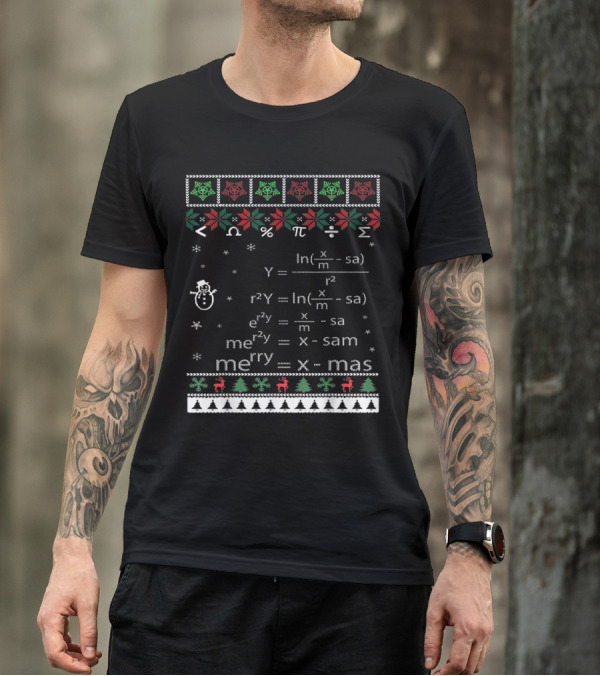 Funny Math Equations With Christmas Symbols And Merry Xmas Themes T-Shirt