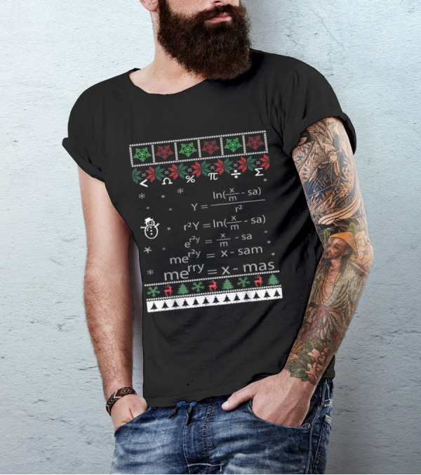 Funny Math Equations With Christmas Symbols And Merry Xmas Themes T-Shirt