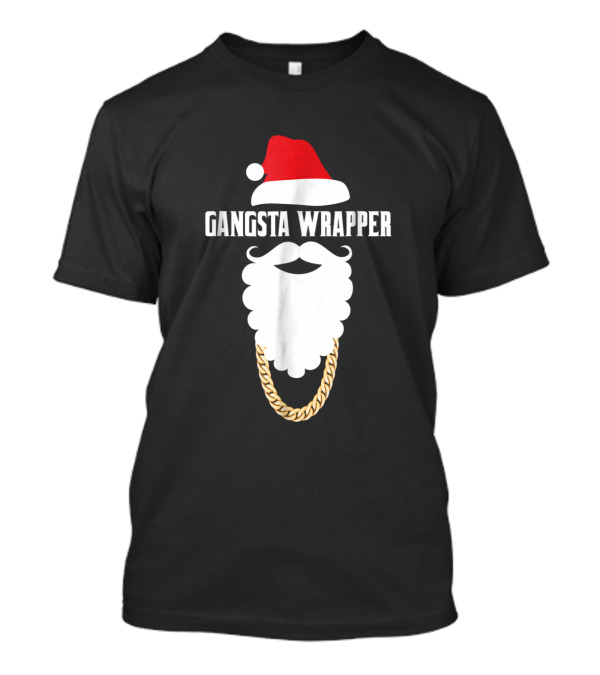 Gangsta Wrapper Funny Santa Beard Gold Chain Christmas T-Shirt