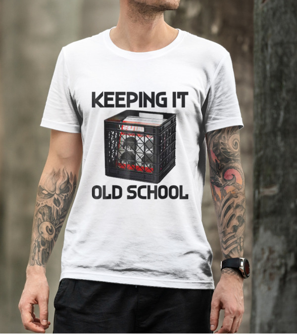 Keeping It Old School Music Record Vinyl Crate T-Shirt