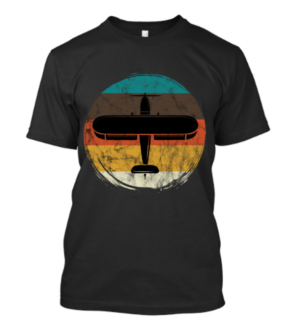 Retro Airplane Aviation Aviator Aircraft Vintage Style Strip Background T-Shirt