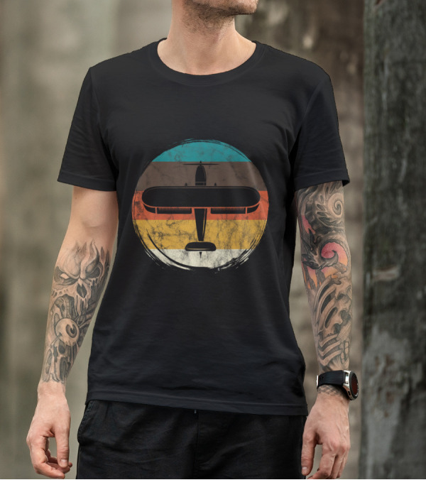 Retro Airplane Aviation Aviator Aircraft Vintage Style Strip Background T-Shirt
