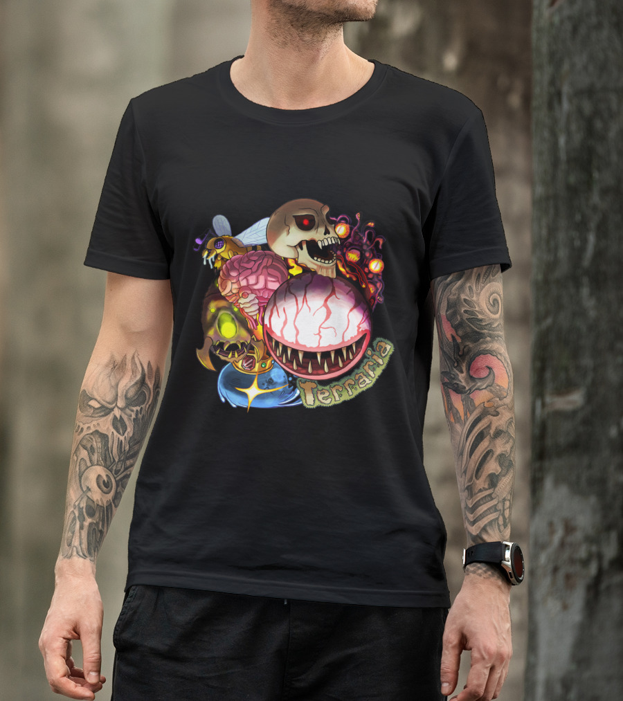 Terraria Boss Rush Skull Eye And Brain Monsters T-Shirt