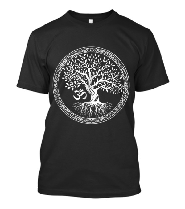 Tree Of Life With Om Symbol Yoga Meditation Mandala T-Shirt