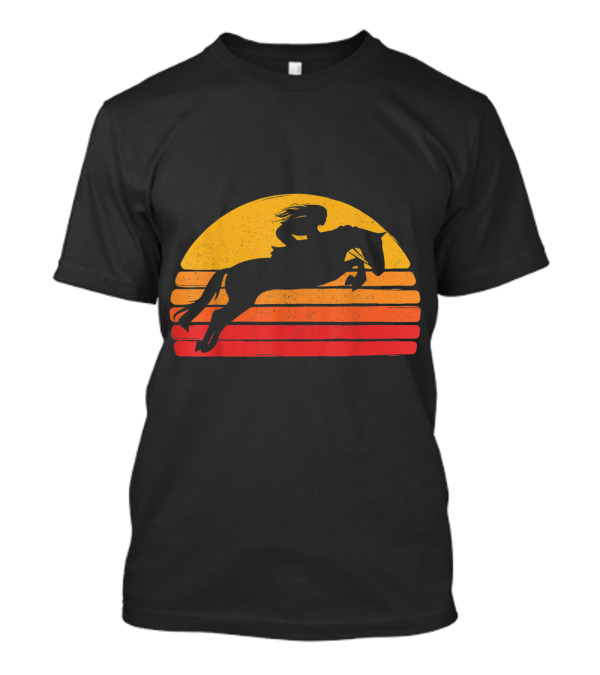 Vintage Equestrian Retro Horse Riding Sunset T-Shirt