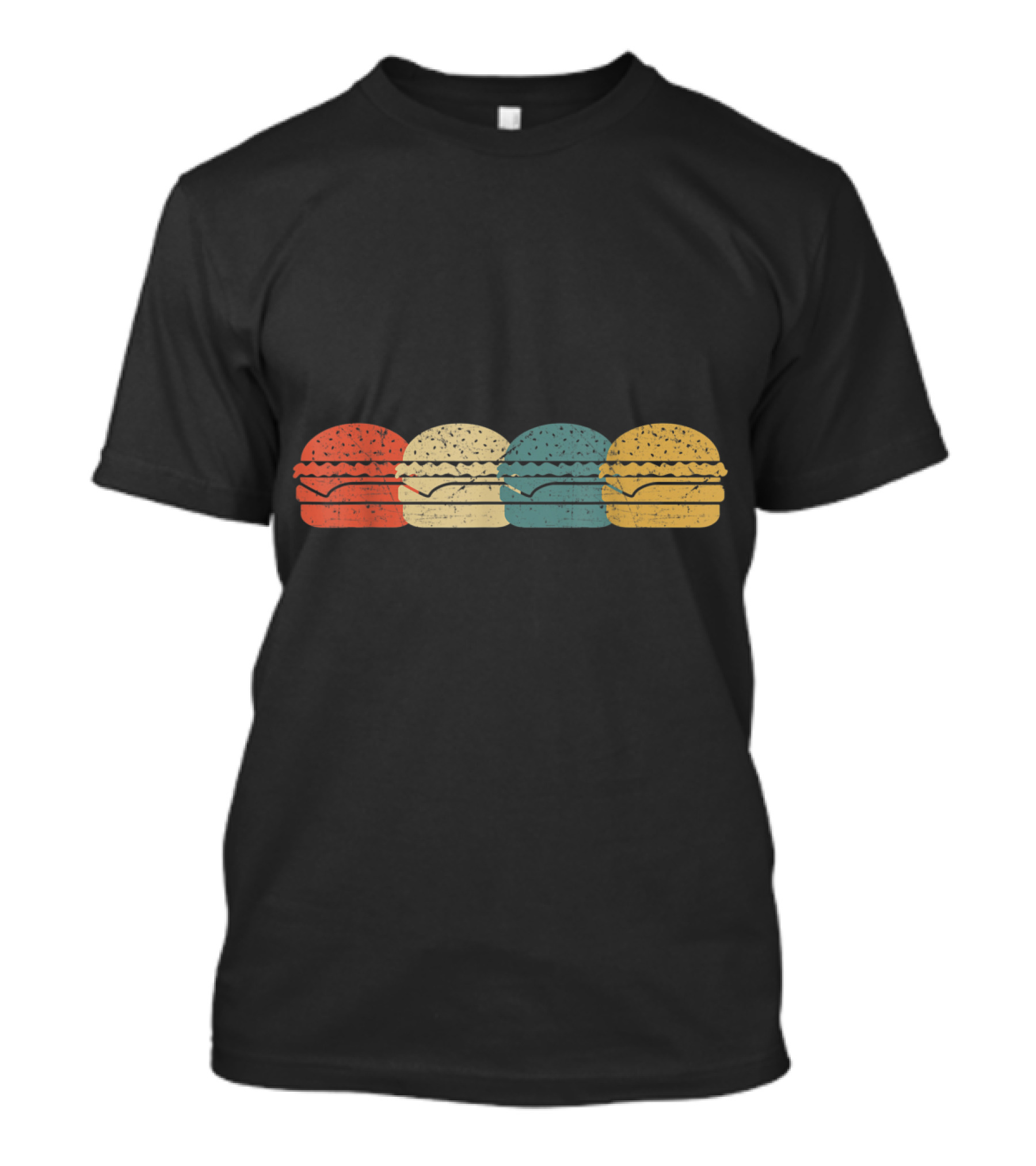Vintage Cool Multi-Color Hamburger Retro T-Shirt