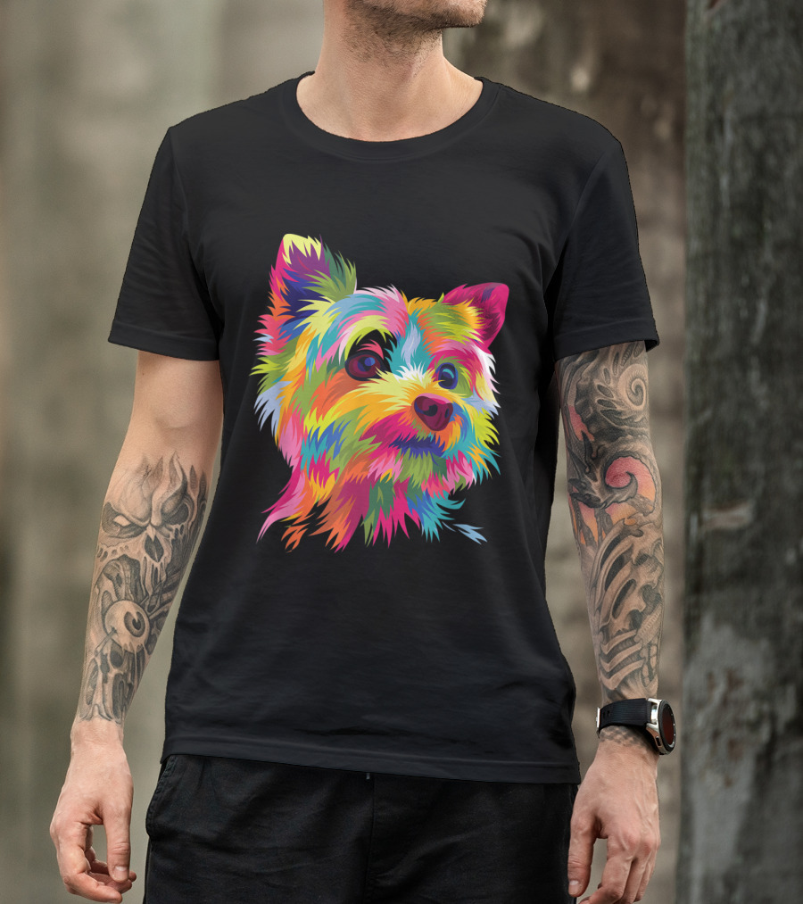Yorkshire Terrier Colorful Yorkie Funny Pop Art Popart Dog T-Shirt