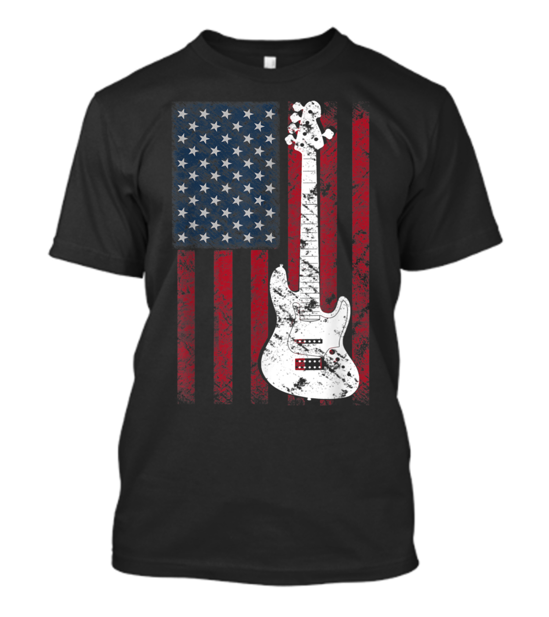 American Guitar With US Flag Design For Music Player Fans T-Shirt
