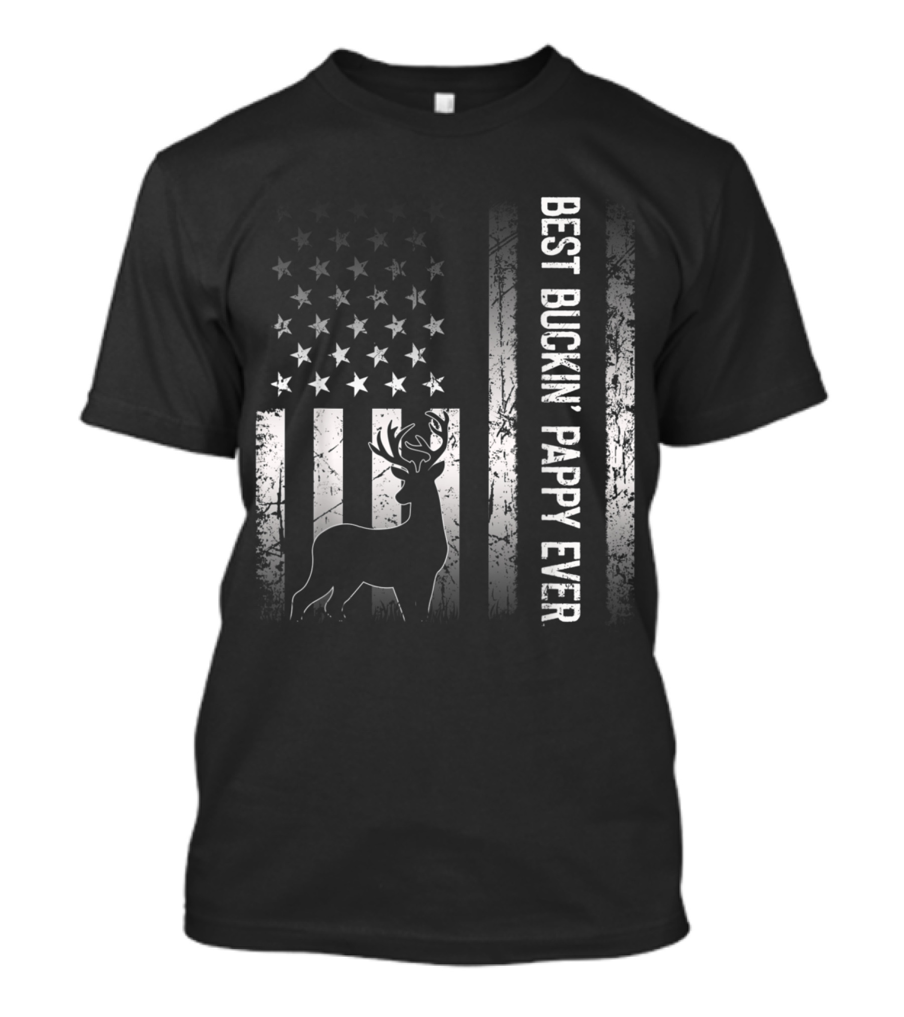 Best Buckin' Pappy Ever American Flag Deer Silhouette T-Shirt