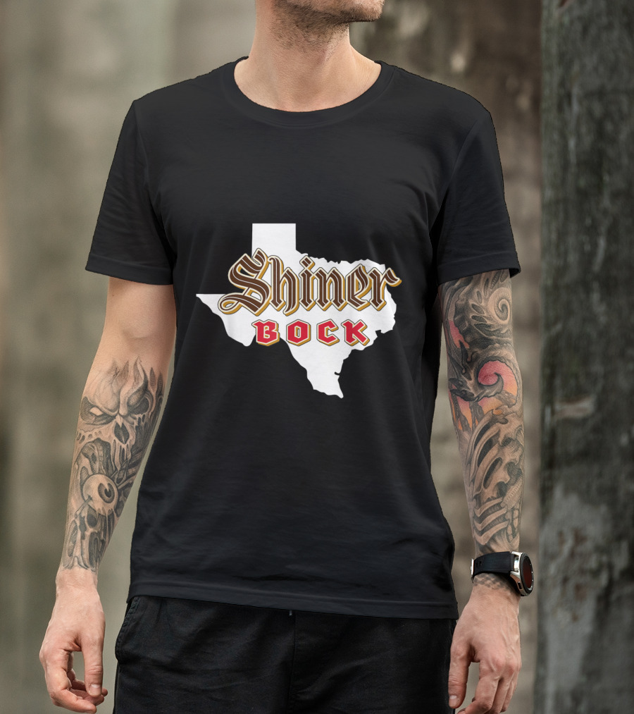 Shiner Bock Texas Outline Adult Drinkers Town T-Shirt