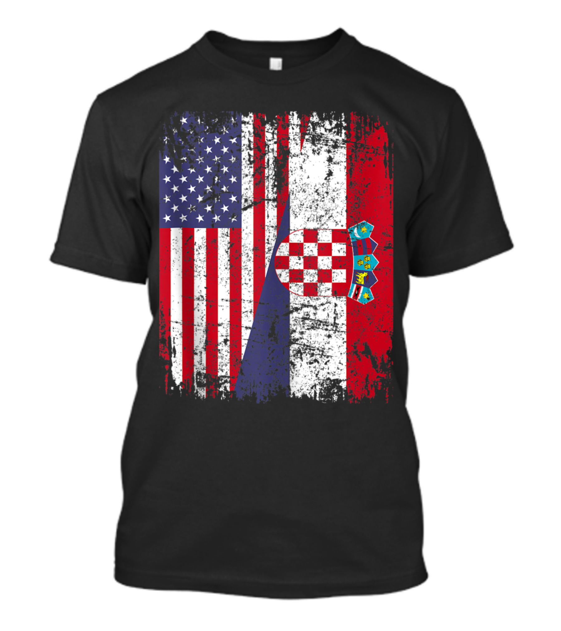 CROATIAN ROOTS American Flag Croatia Emblem T-Shirt