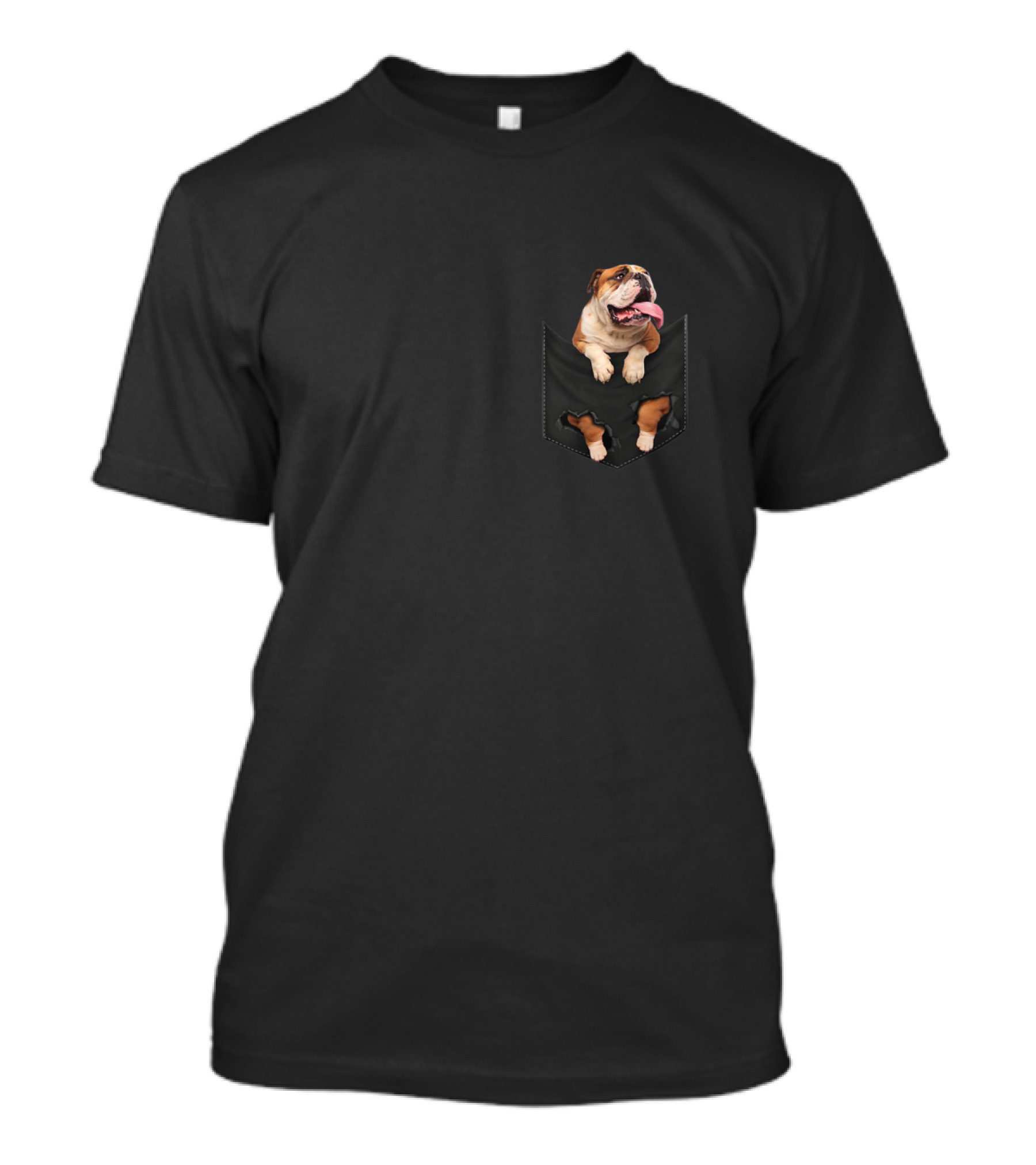 English Bulldog Peeking From Pocket For Dog Lovers T-Shirt