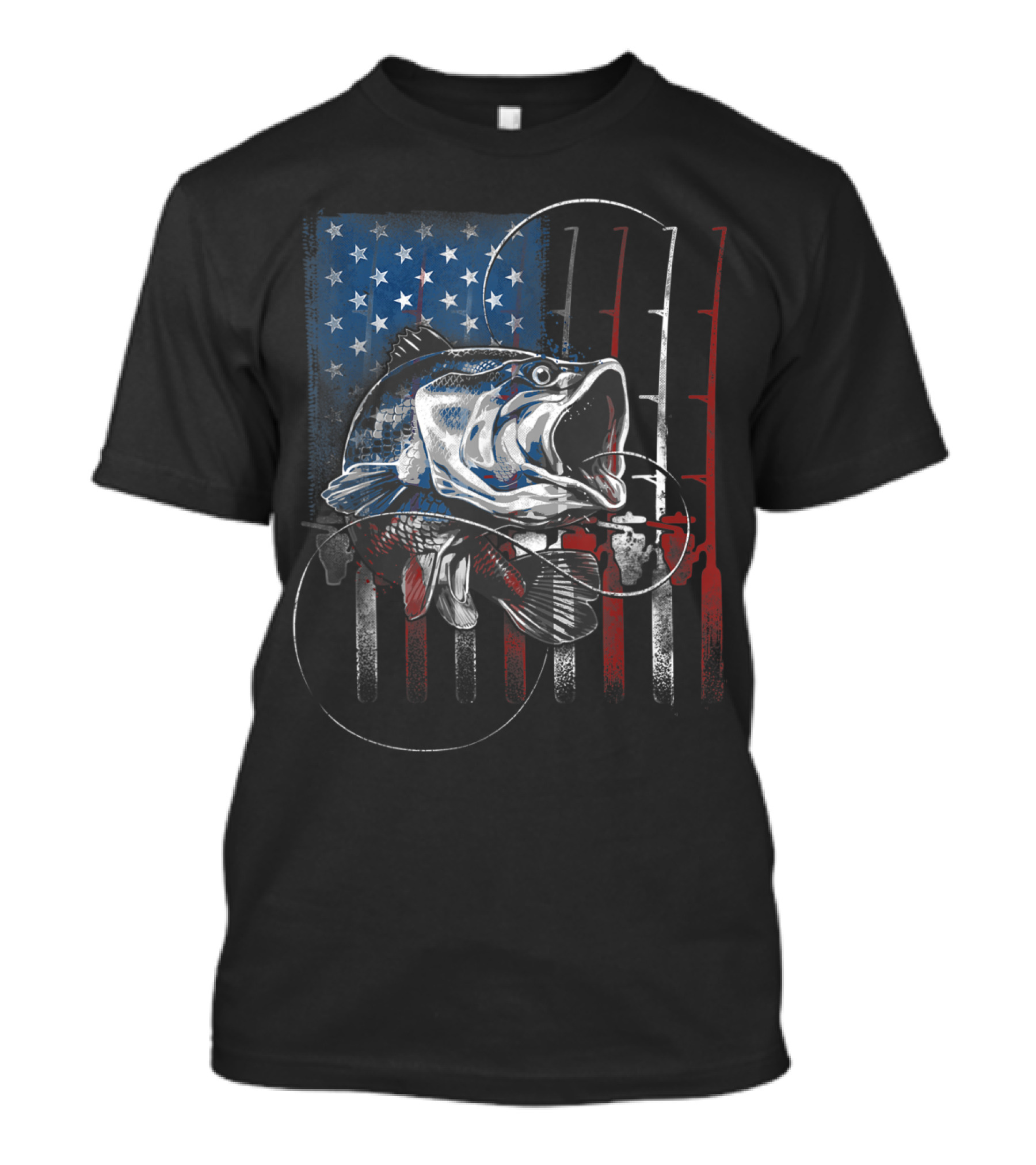 American Flag Bass Fishing Vintage USA Fisherman T-Shirt