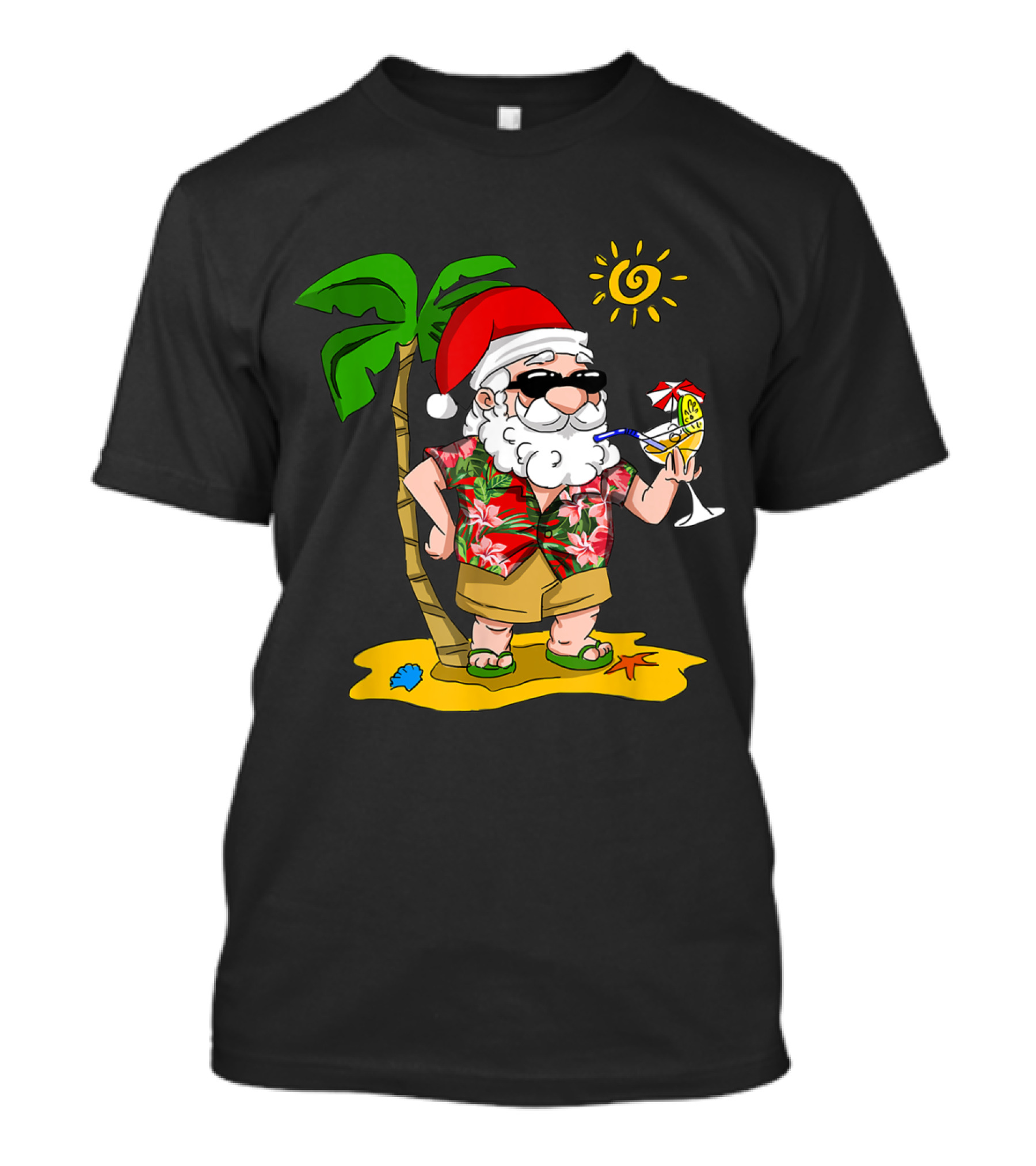 Funny Santa Hawaiian Christmas In July Kids Festive Vacation T-Shirt