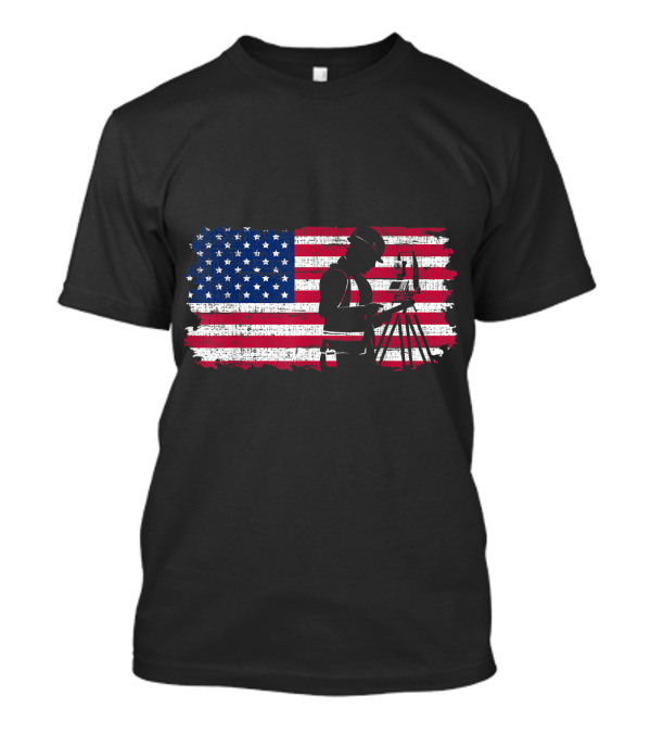Vintage USA Red White Surveyor Engineer With American Flag T-Shirt