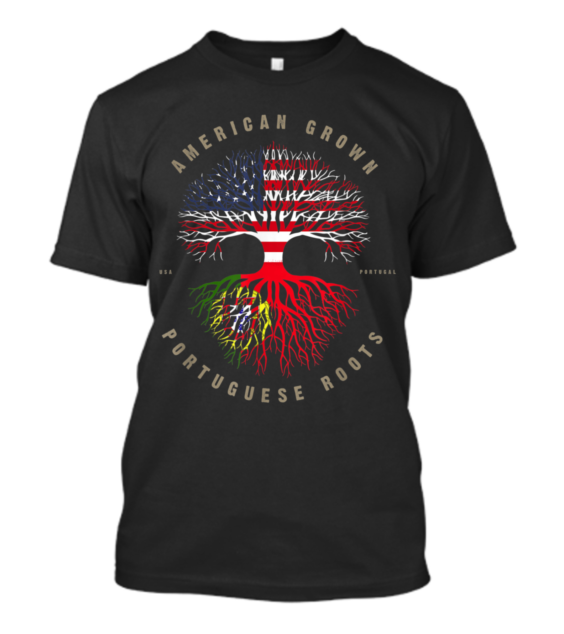 American Grown USA Portugal Flag Portuguese Roots T-Shirt