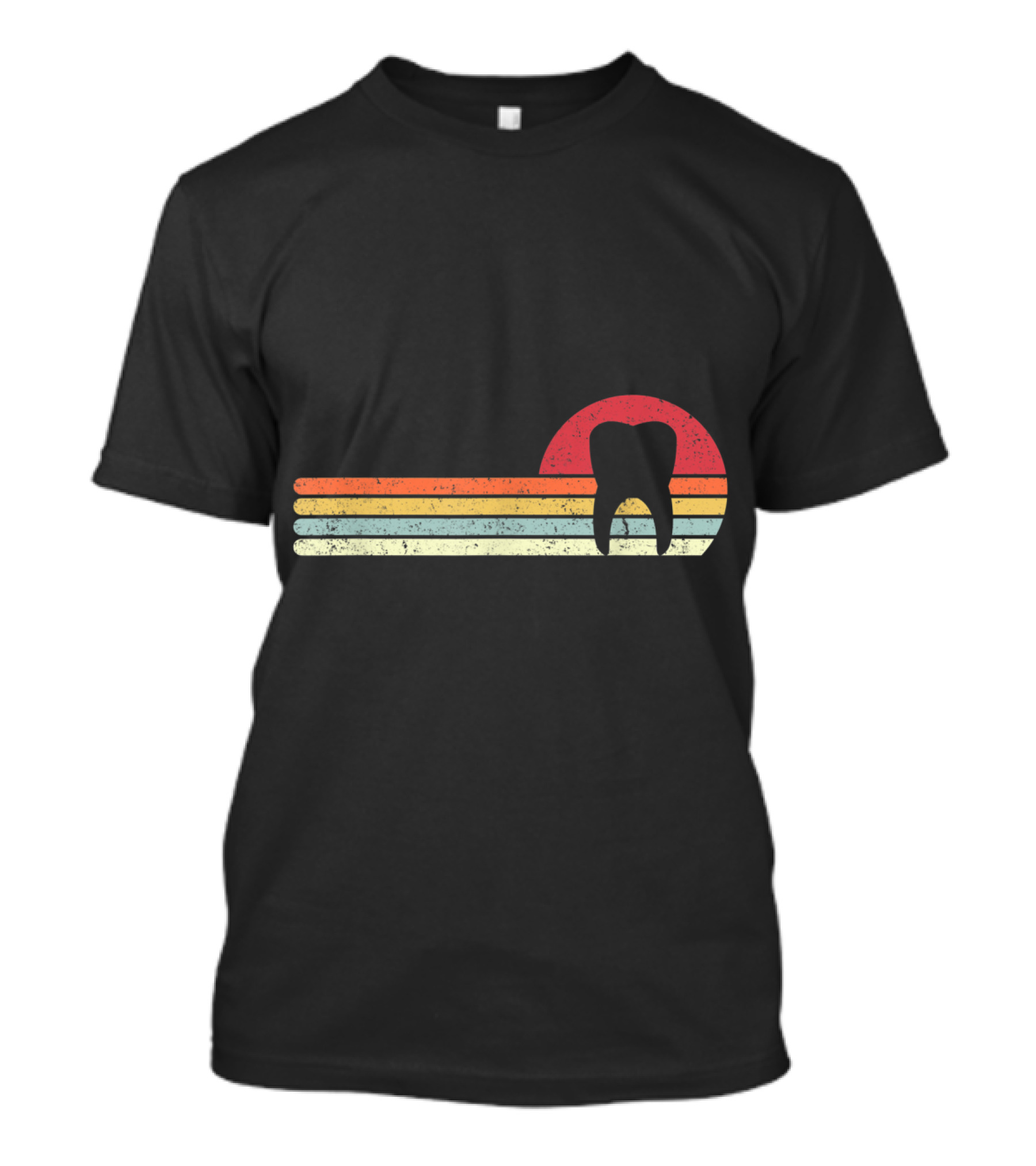 Retro Sunset Dentist Style Tooth Vintage Stripes T-Shirt