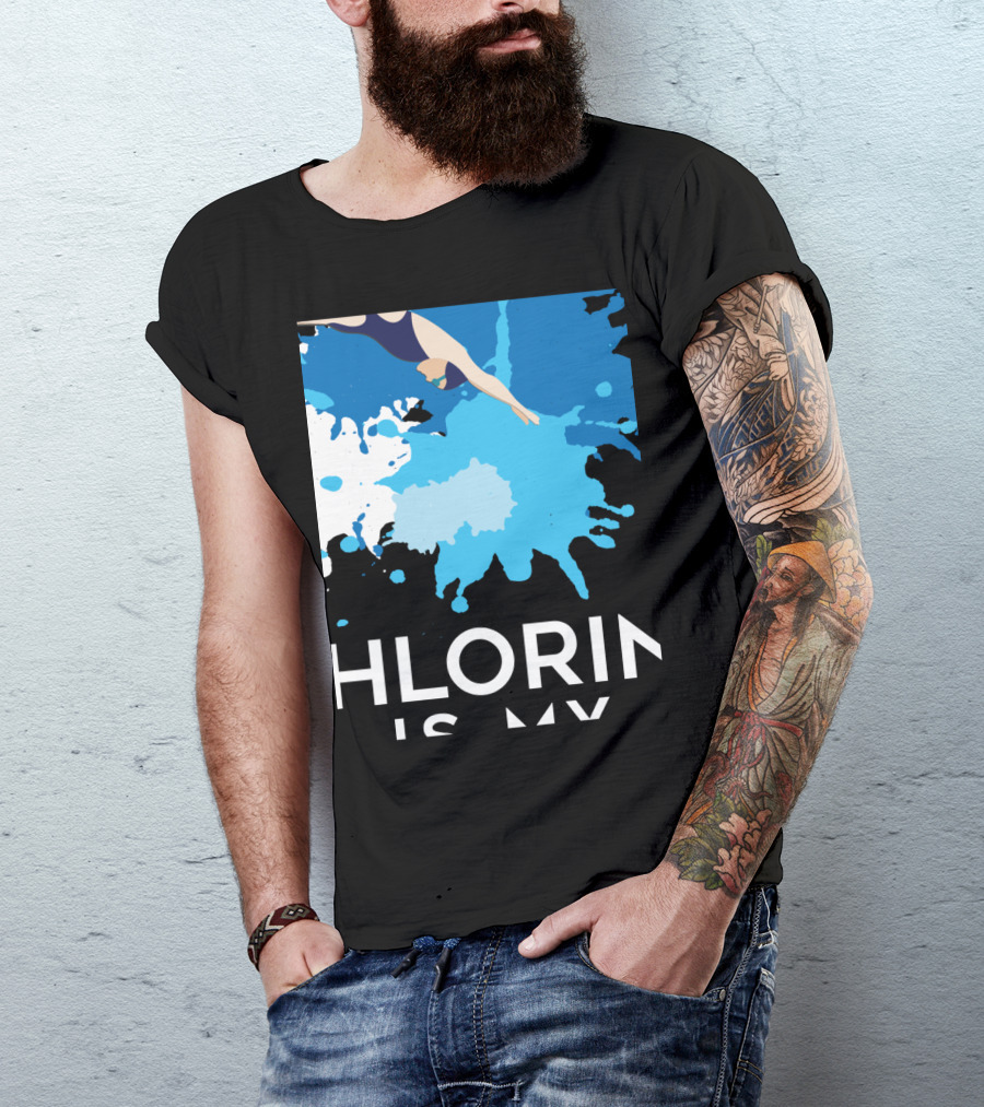 Chlorine Is My Perfume Swimming Dive Splash Blue T-Shirt