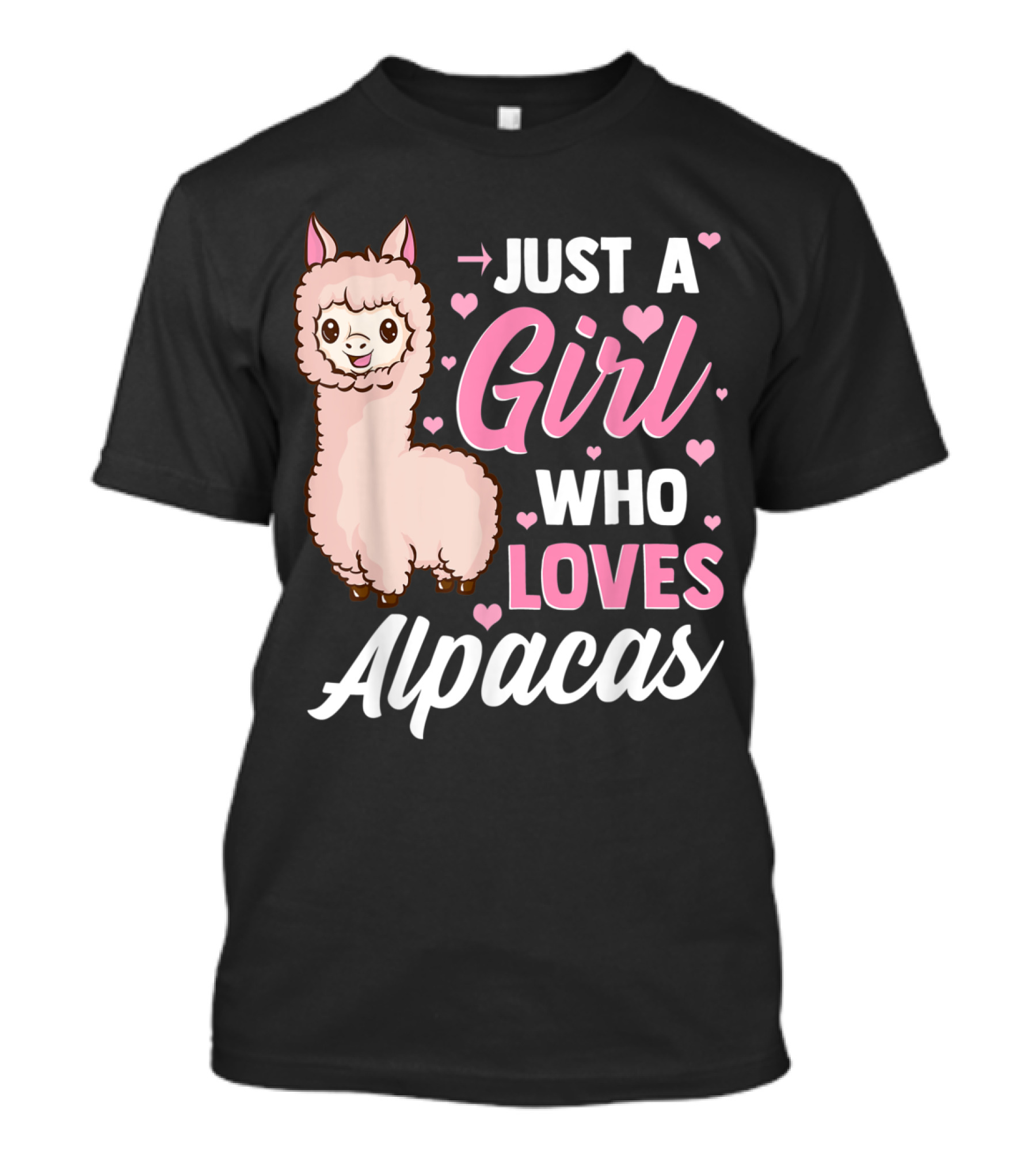 Just A Girl Who Loves Alpacas With Cute Alpaca And Hearts T-Shirt