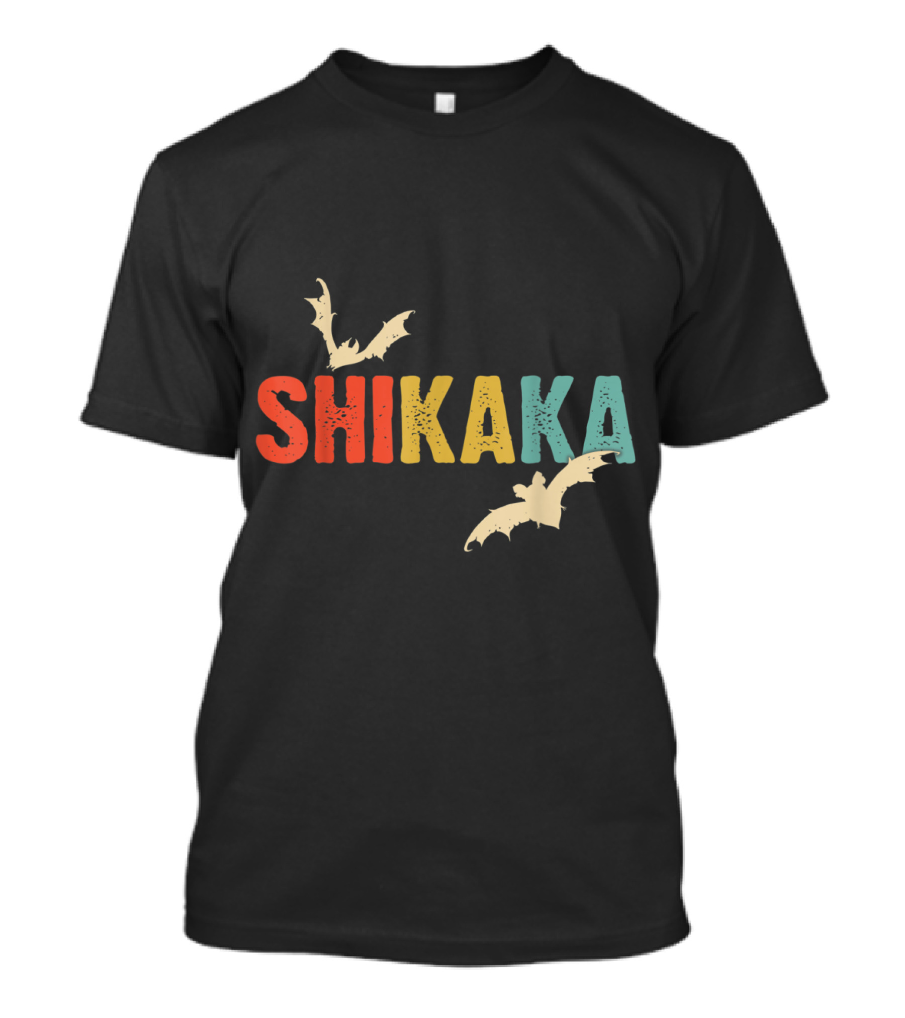 Shikaka Bat Vintage White Bat Lovers Colorful Text And Bats T-Shirt