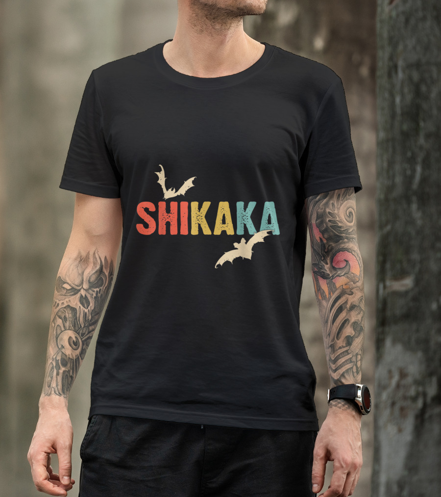 Shikaka Bat Vintage White Bat Lovers Colorful Text And Bats T-Shirt