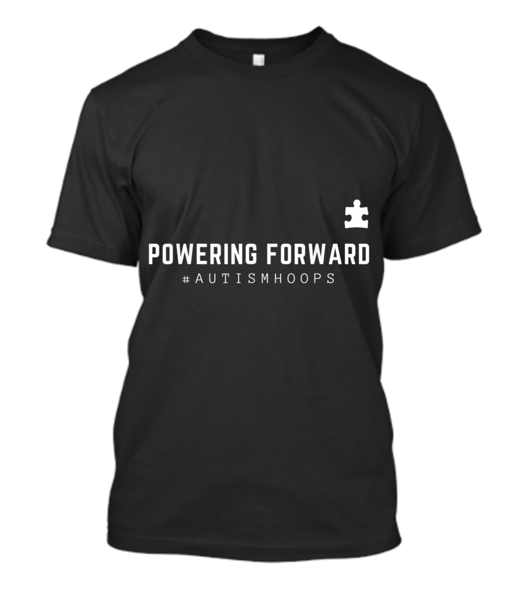 Powering Forward #AutismHoops Puzzle Piece Emblem T-Shirt