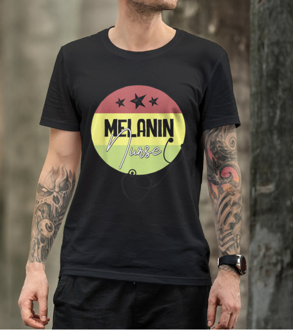 Melanin Nurse African American Black Nurses Stethoscope T-Shirt